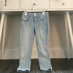 Light Wash Lace Ripped Jeans